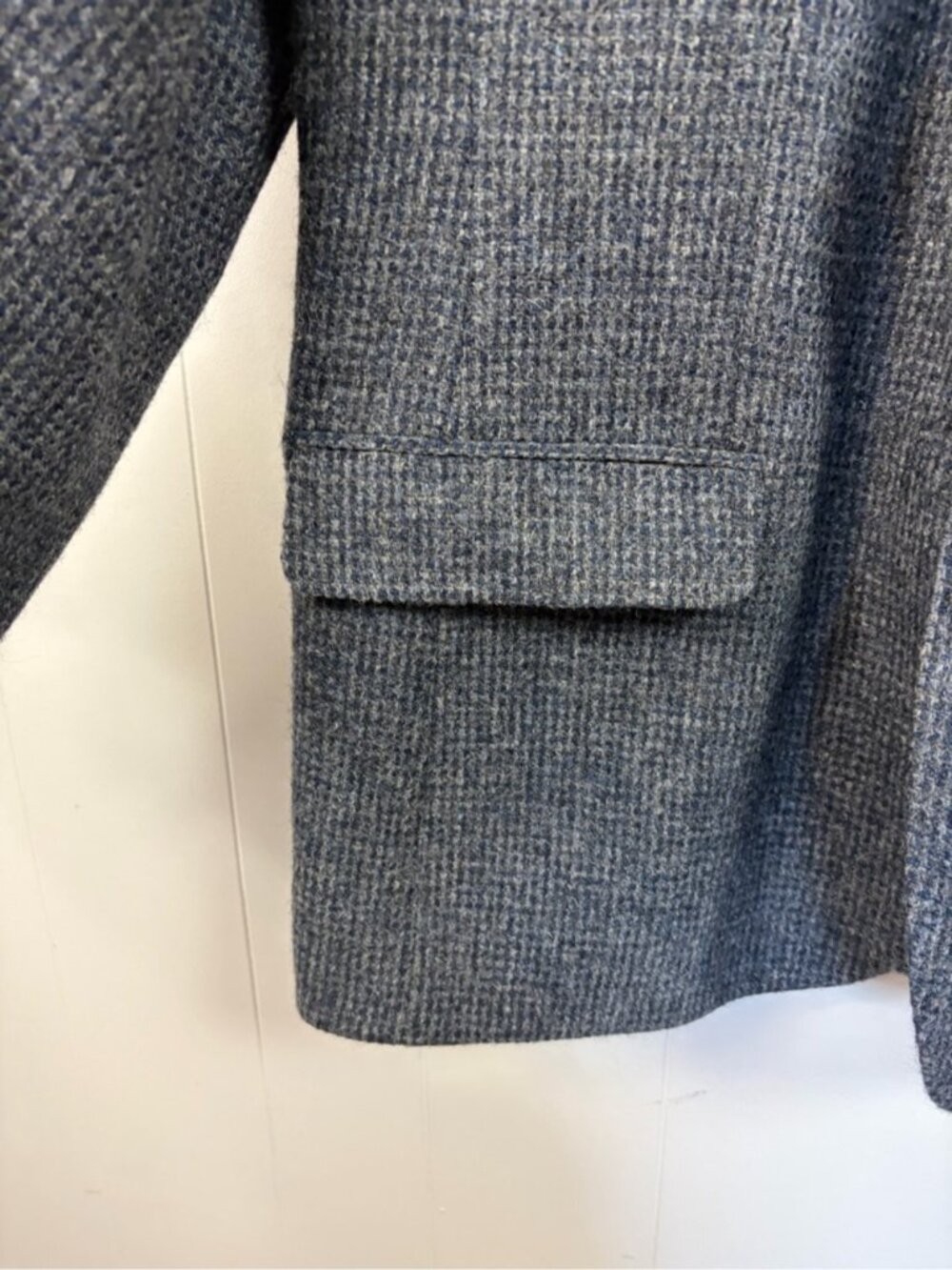 Vintage Harris Tweed Mens Blue Gray Herringbone Suit Jacket Wool sz 44 Long 44L - Picture 4 of 15